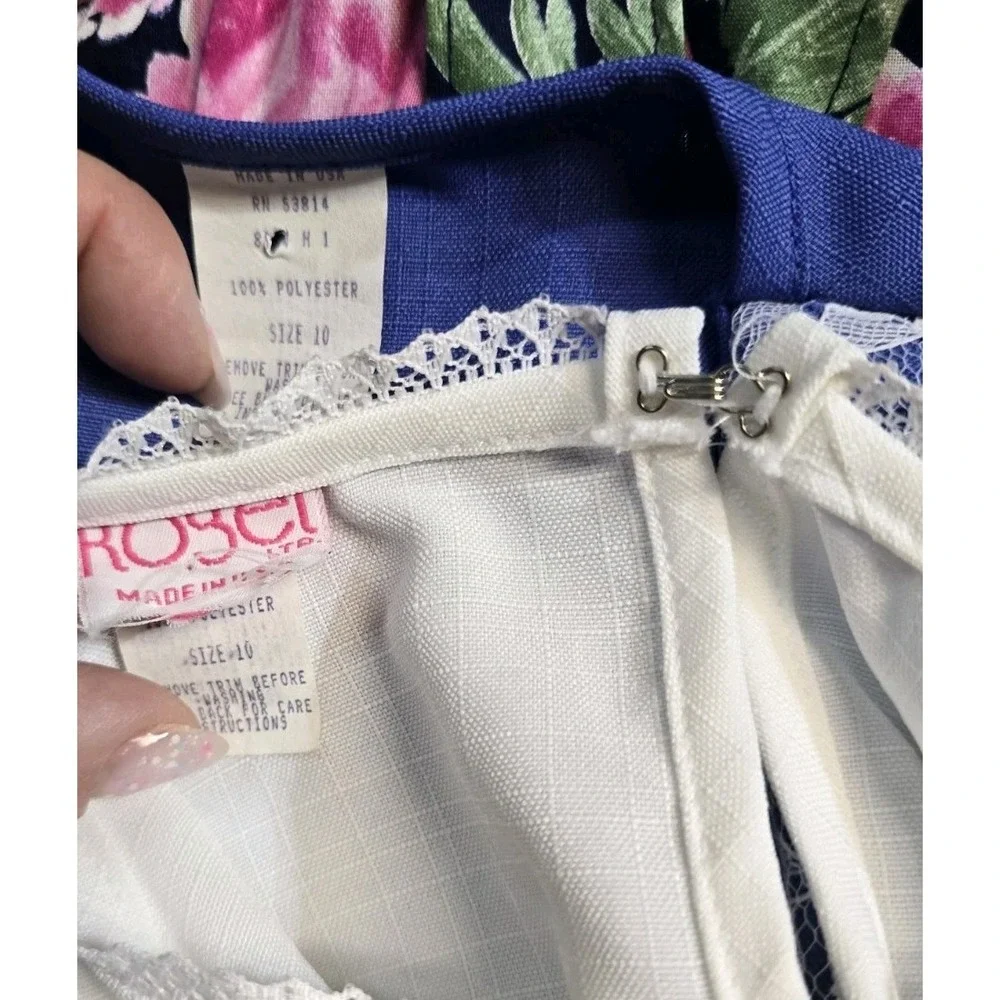 Vintage Girls Dress Size 10 Blue Floral L.A. Touch Lot Of 2